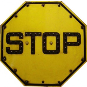 human factors in hisotry yellow stop sign with beads